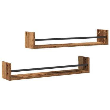 vidaXL Wandregal Wandmontiert 2 pcs Altholz 80 x 16 x 14 cm
