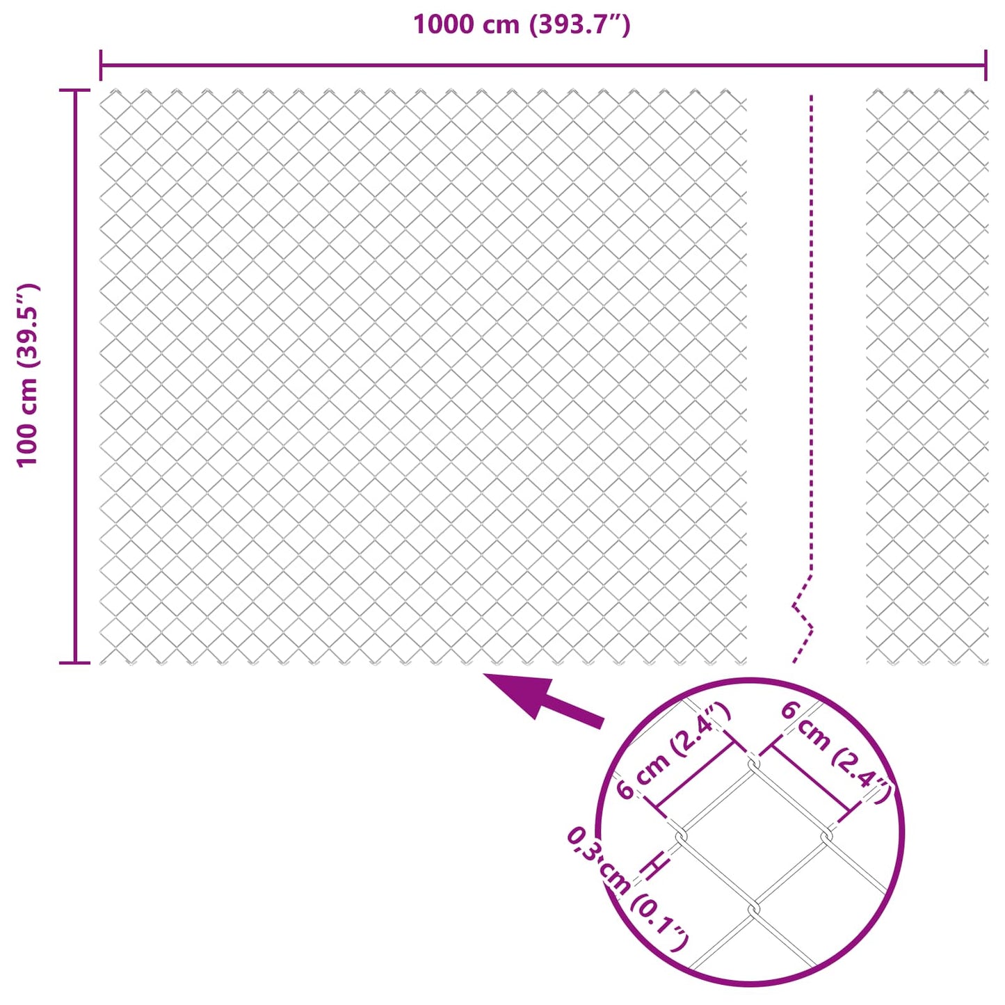 vidaXL Kettenzaun Grün 10 x 1 m Stahl