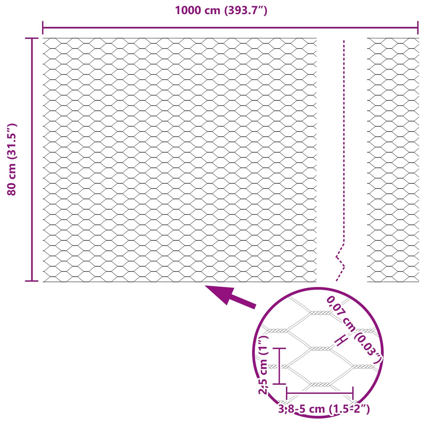 vidaXL Clôture hexagonale verte 0,8 x 10 m en PVC