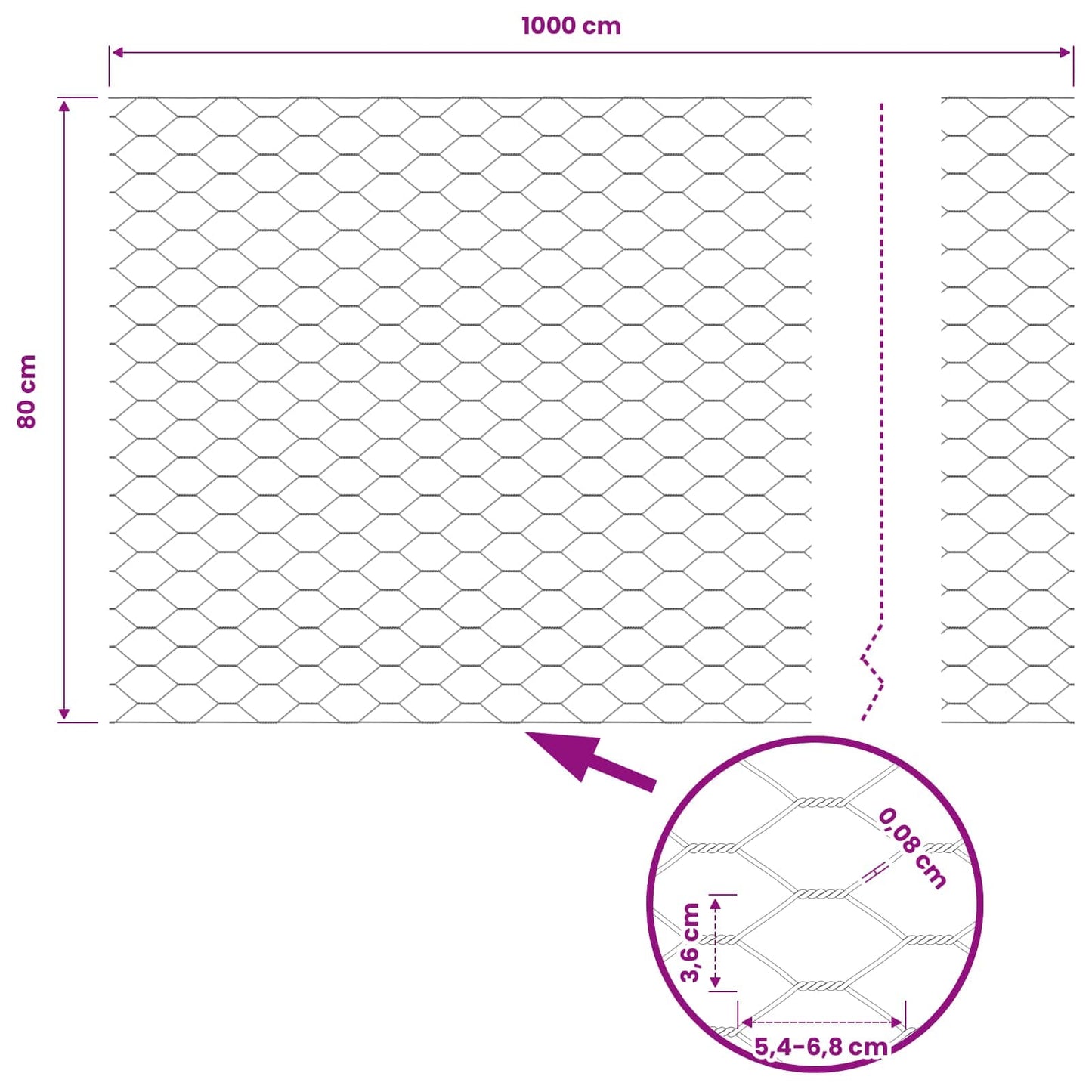 vidaXL Hexagonzaun Grün 0,8 x 10 m PVC