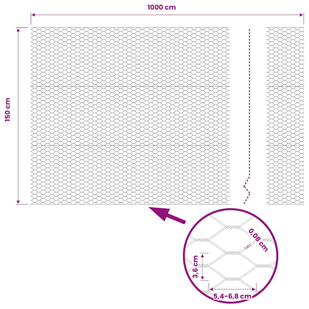 vidaXL Hexagonzaun Grau 1,5 x 10 m PVC