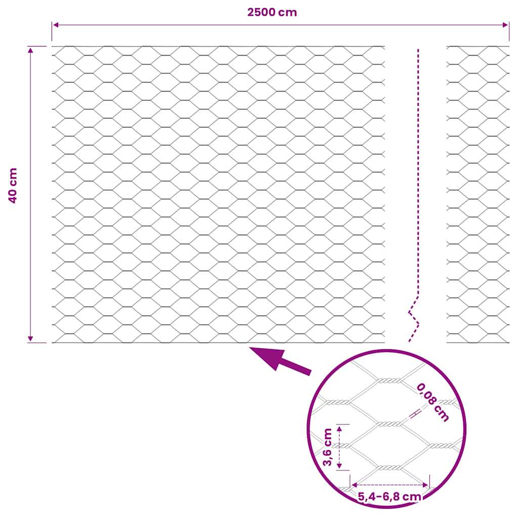 vidaXL Hexagonzaun Grau 0,4 x 25 m PVC