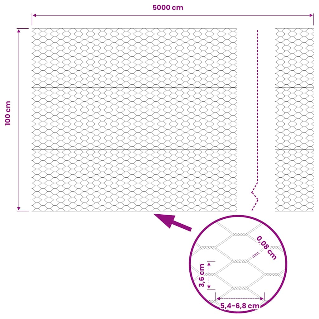 vidaXL Hexagonzaun Grau 1 x 50 m PVC