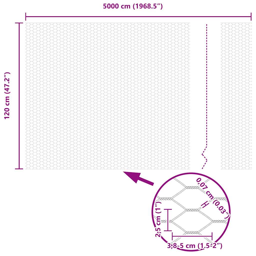 vidaXL Hexagonzaun Grau 1,2 x 50 m PVC