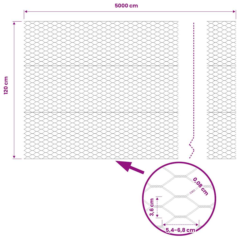 vidaXL Hexagonzaun Grau 1,2 x 50 m PVC