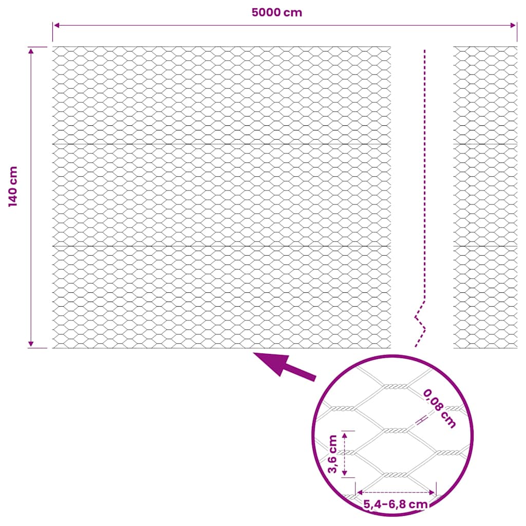 vidaXL Hexagonzaun Grau 1,4 x 50 m PVC