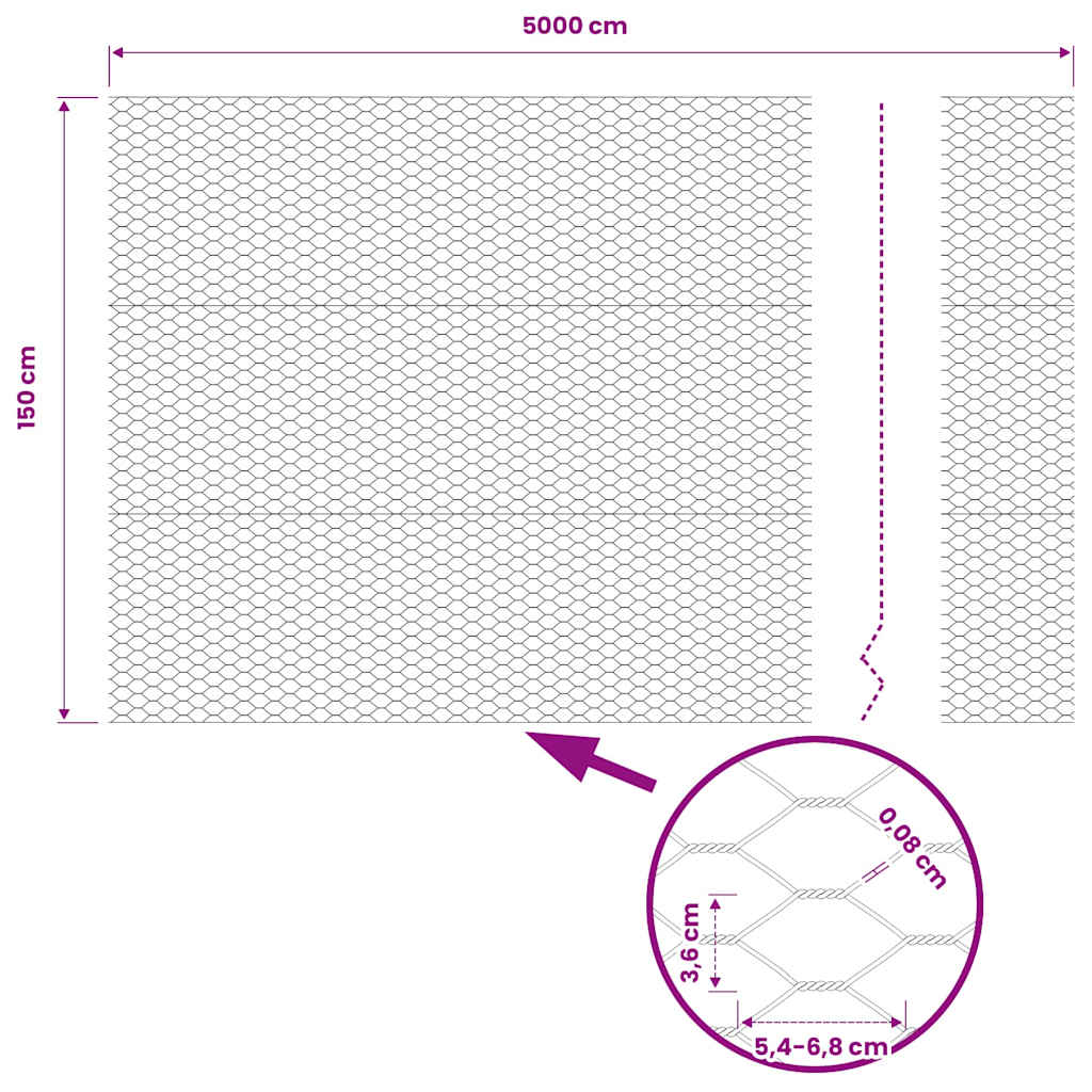 vidaXL Hexagonzaun Grau 1,5 x 50 m PVC