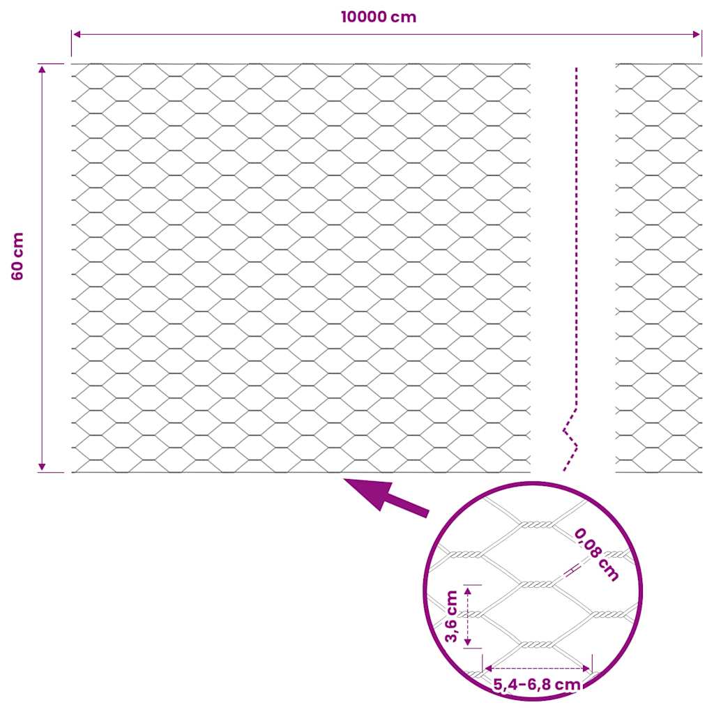 vidaXL Hexagonzaun Grau 0,6 x 100 m PVC