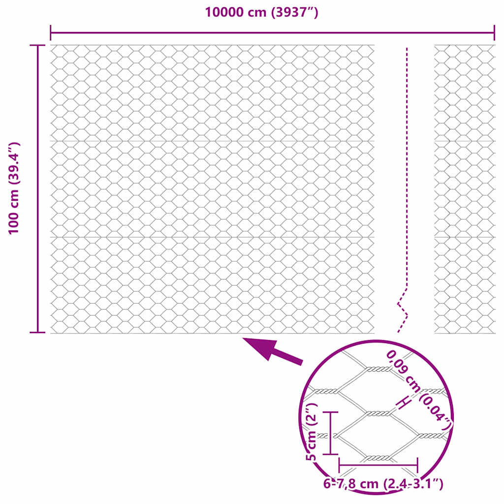 vidaXL Hexagonzaun Grau 1 x 100 m PVC