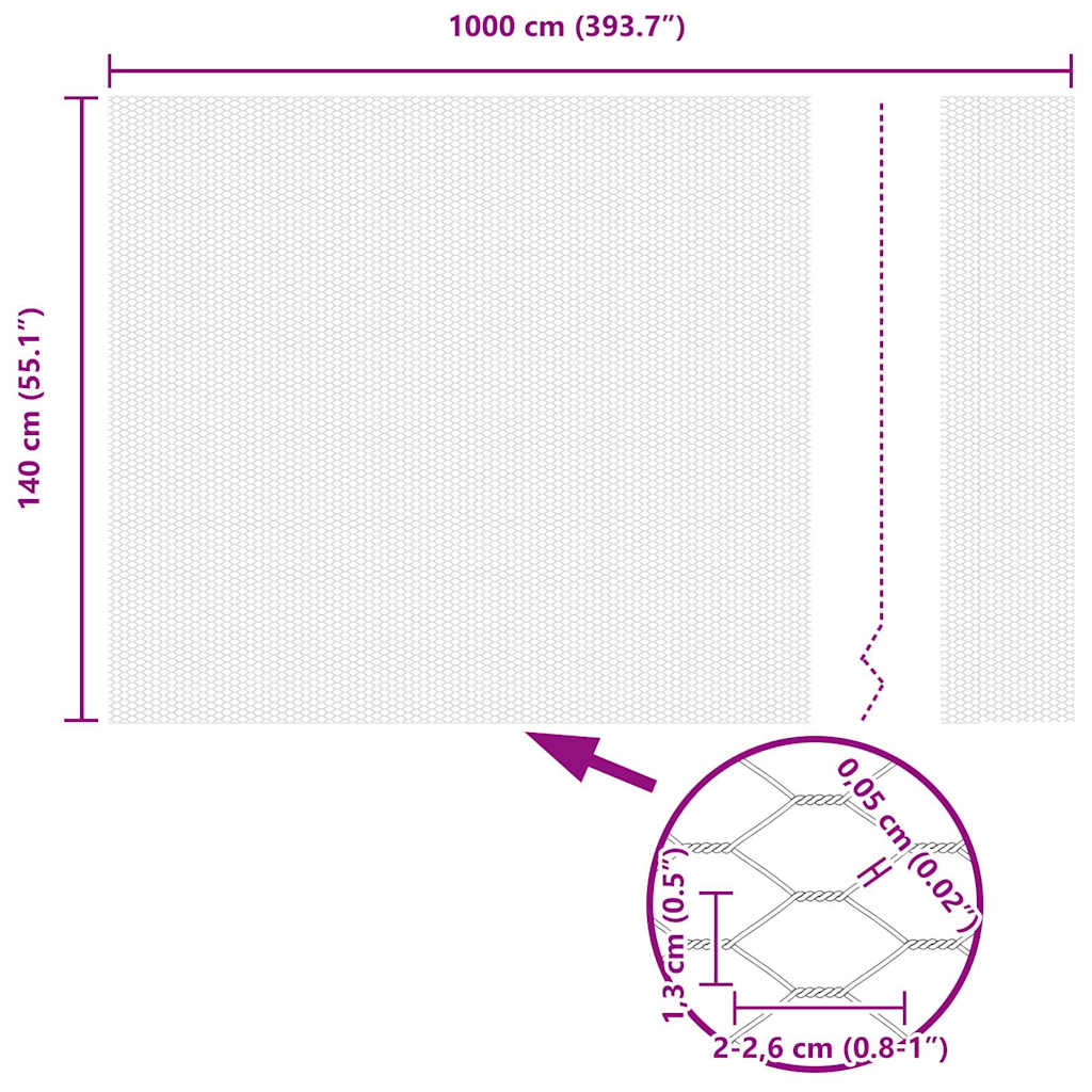 vidaXL Clôture hexagonale argentée 1,4 x 10 m en acier galvanisé