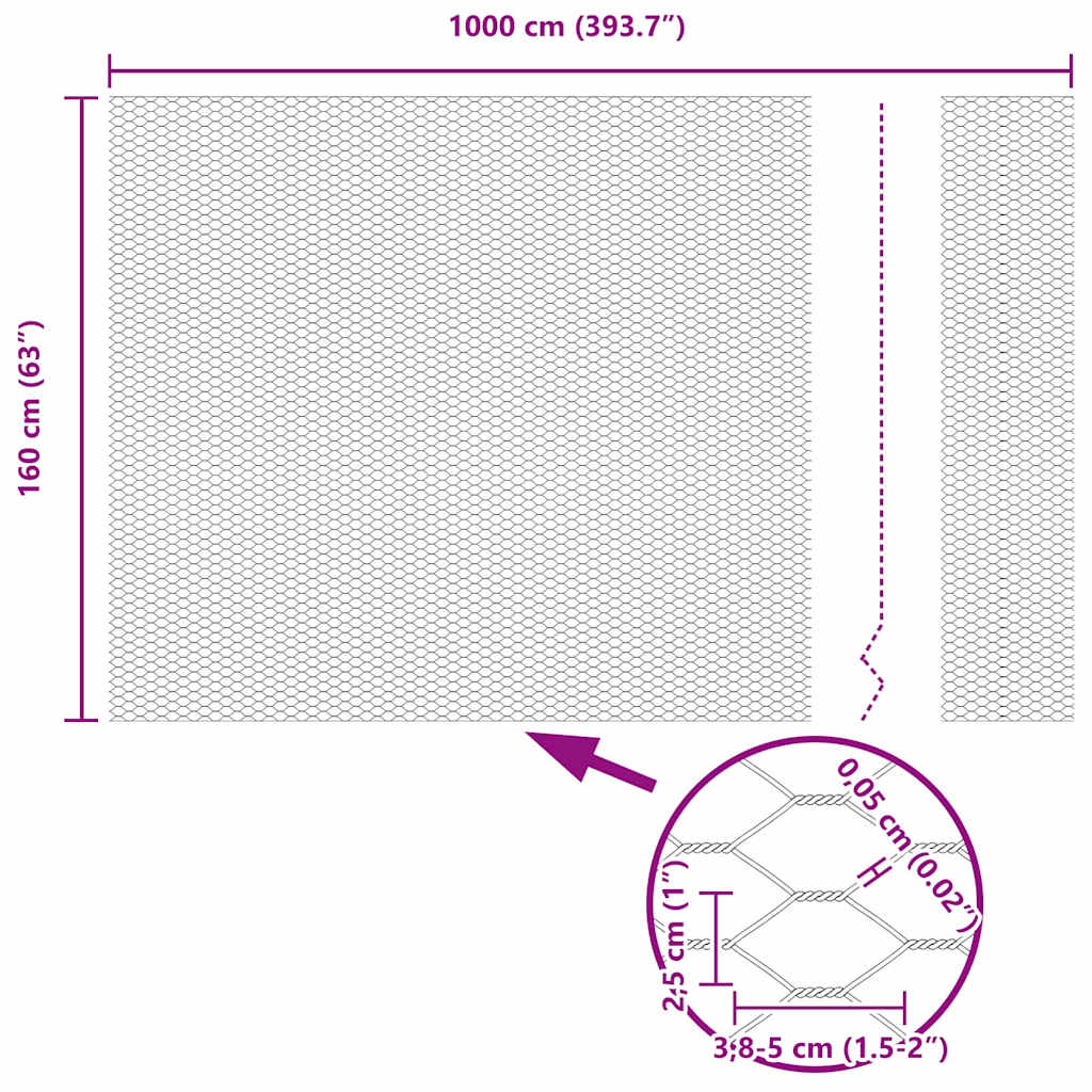 vidaXL Hexagonzaun Silber 1,6 x 10 m Verzinkter Stahl