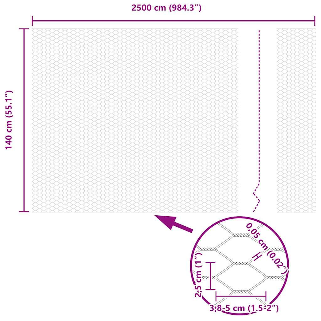 vidaXL Clôture hexagonale argentée 1,4 x 25 m Acier galvanisé