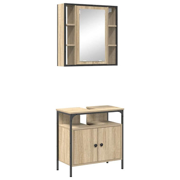 vidaXL Badezimmermöbel-Set mit Regal mit Tür 2 pcs Braun Holzwerkstoff