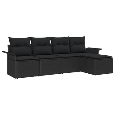 vidaXL Outdoor-Sofa mit Kissen 5 pcs Schwarz Poly-Rattan