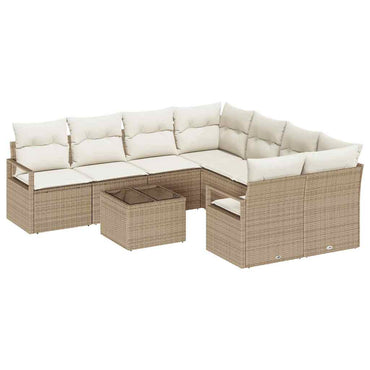 vidaXL Sofa Set mit Kissen 9 pcs Beige und Creme Poly Rattan
