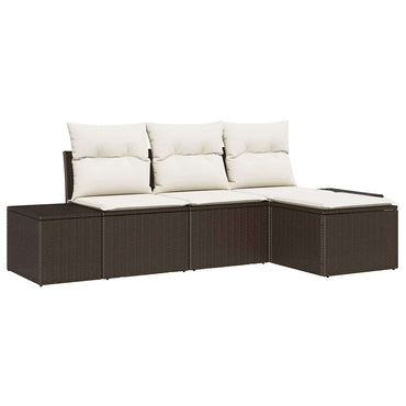 vidaXL Sofa Set mit Kissen 4 pcs Braun Poly Rattan
