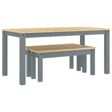 vidaXL 3-tlg. Essgruppe Panama Grau Massivholz Kiefer