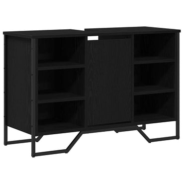 vidaXL Waschbeckenschrank mit Tür Schwarz Eichen-Optik 91 x 35 x 60 cm
