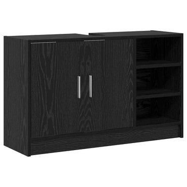 vidaXL Badezimmerschrank mit Tür Schwarz Eichen-Optik 90 x 29 x 55 cm
