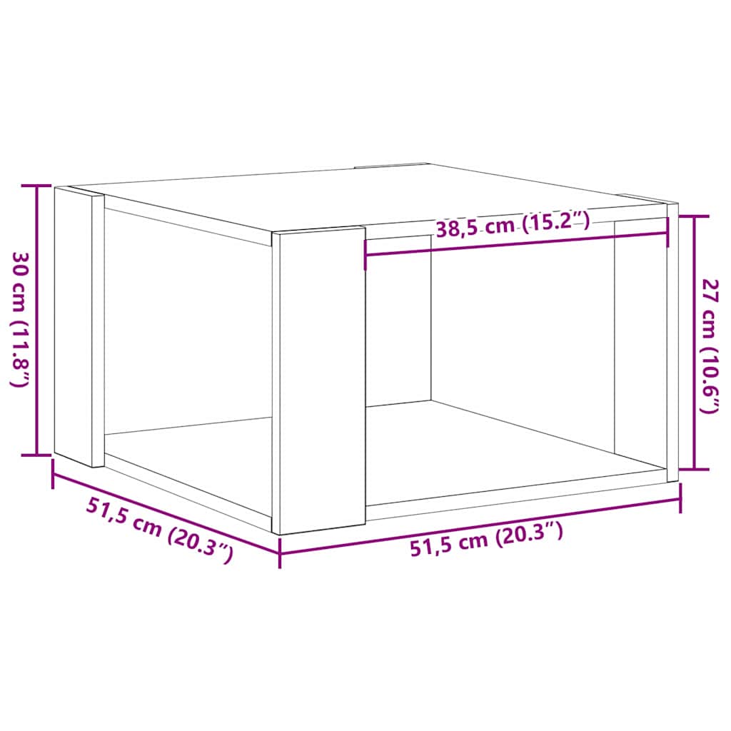 vidaXL Couchtisch Altholz 51,5 x 51,5 x 30 cm Holzwerkstoff