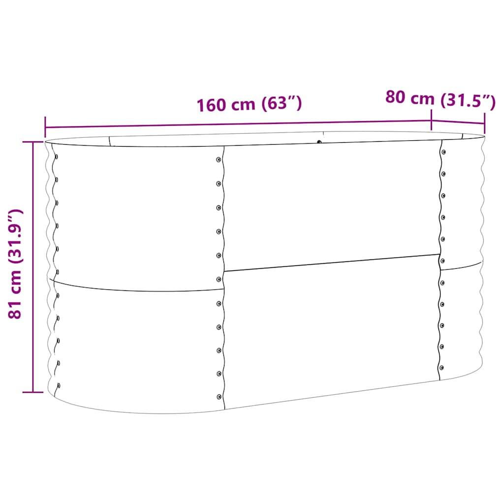 vidaXL Hochbeet Grün 160 x 80 x 81 cm Stahl