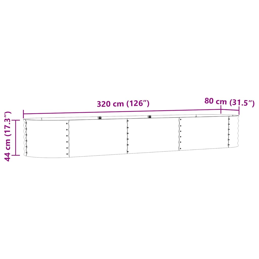 vidaXL Hochbeet Braun 320 x 80 x 44 cm Stahl