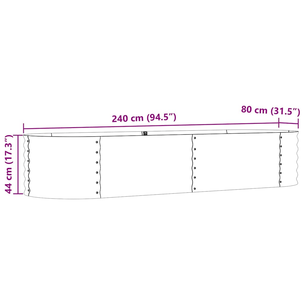 vidaXL Hochbeet Braun 240 x 80 x 44 cm Stahl