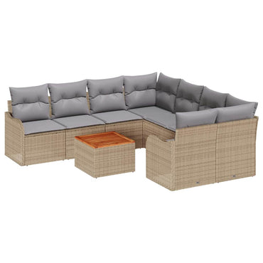 vidaXL Ensemble de canapés de jardin avec coussins 9 pcs Beige Résine tressée