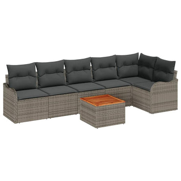 vidaXL Gartensofa-set mit Kissen 7 pcs Grau Poly-Rattan