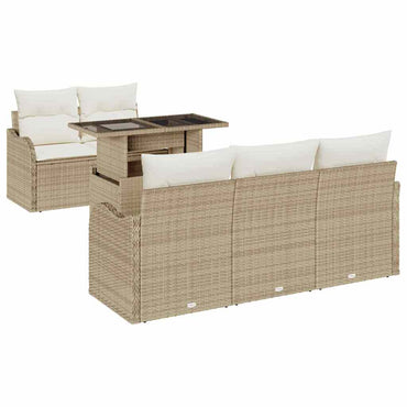 vidaXL Ensemble de canapés de jardin avec coussins 6 pcs Beige résine tressée