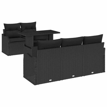 vidaXL Ensemble de canapés de jardin avec coussins 6 pcs Noir Résine tressée