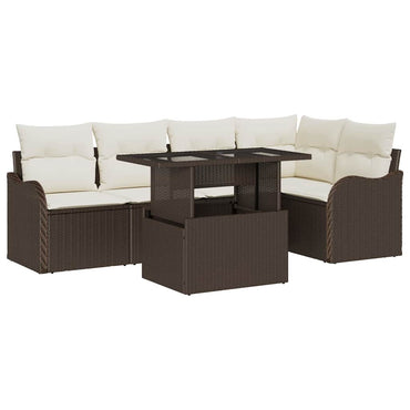 vidaXL Ensemble de salle à manger avec coussins 6 pcs Marron Résine tressée