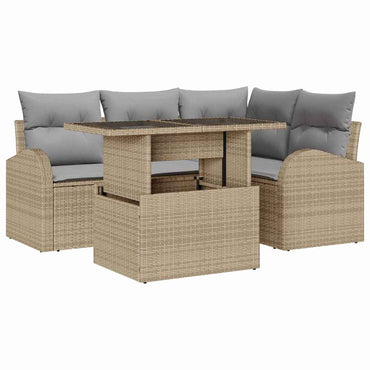 vidaXL Ensemble de canapés de jardin avec coussins 5 pcs Beige Résine tressée