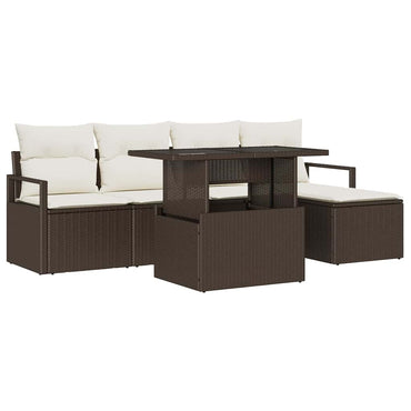 vidaXL Salon de jardin avec coussins 6 pcs Marron et crème