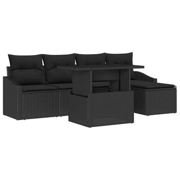 vidaXL Garten-Sofa-Set mit Kissen 6 pcs Schwarz