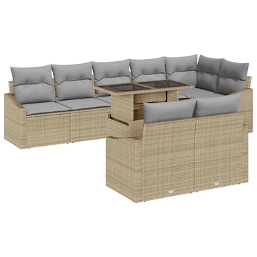 vidaXL Garten-Sofa-Set mit Kissen 9 pcs Beige und Hellgrau