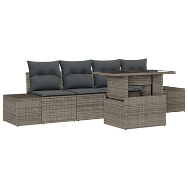vidaXL Salon de jardin 5 pcs avec coussins Gris Résine tressée