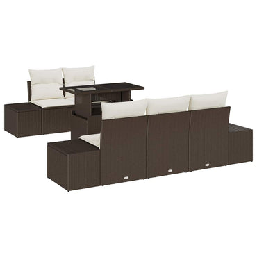 vidaXL Sofa Set mit Kissen 6 pcs Braun und Creme Poly-Rattan