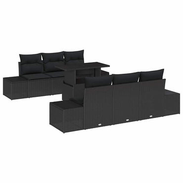 vidaXL Sofa Set mit Kissen 7 pcs Schwarz Poly-Rattan