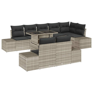 vidaXL Gartensofa-set mit Kissen 9 pcs Hellgrau Poly-Rattan