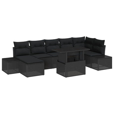 vidaXL Garten-Sofa-Set mit Kissen 8 pcs Schwarz
