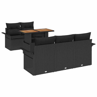 vidaXL Ensemble de canapés de jardin avec coussins 6 pcs Noir Résine tressée