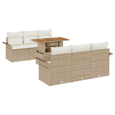 vidaXL Salon de jardin 7 pcs avec coussins beige et crème