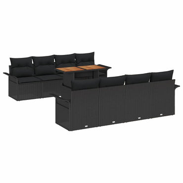 vidaXL Ensemble de canapés de jardin avec coussins 7 pcs Noir Résine tressée