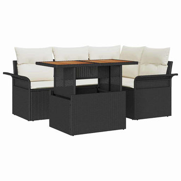 vidaXL Salon de jardin avec coussins 5 pcs Noir et crème