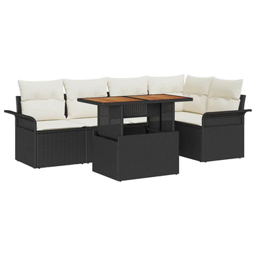 vidaXL Salon de jardin avec coussins 6 pcs Noir et crème