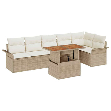 vidaXL Salon de jardin avec coussins 7 pcs Beige et Crème Résine tressée
