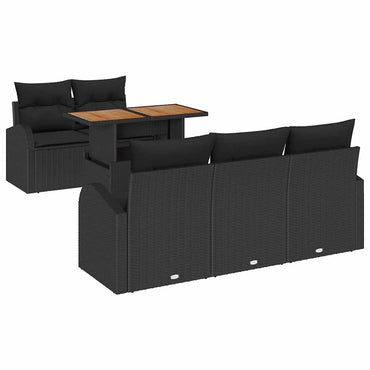 vidaXL Garten-Sofa-Set mit Kissen 6 pcs Schwarz
