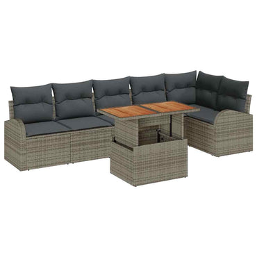 vidaXL Salon de jardin avec coussins 7 pcs Gris