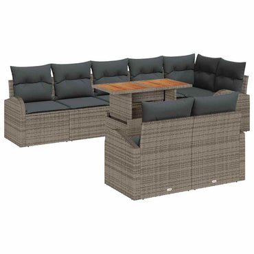 vidaXL Salon de jardin avec coussins 9 pcs Gris